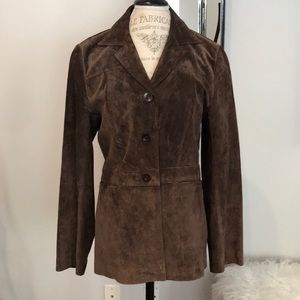 Anonymous by John Carlisle Brown Suede Blazer Jacket Size Large EUC